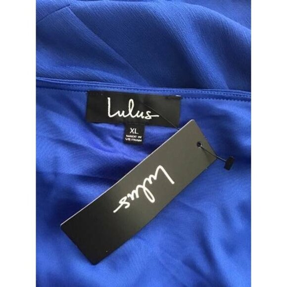 Lulus Dress XL Blue Shift Long Ruffle Women New - Picture 5 of 6